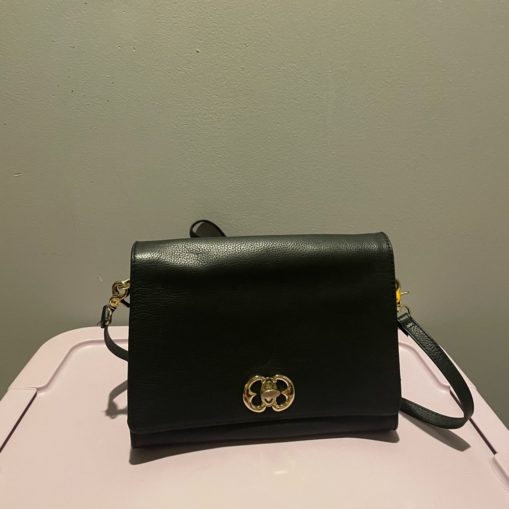 Emma Fox Black Crossbody Bag with Gold Accents